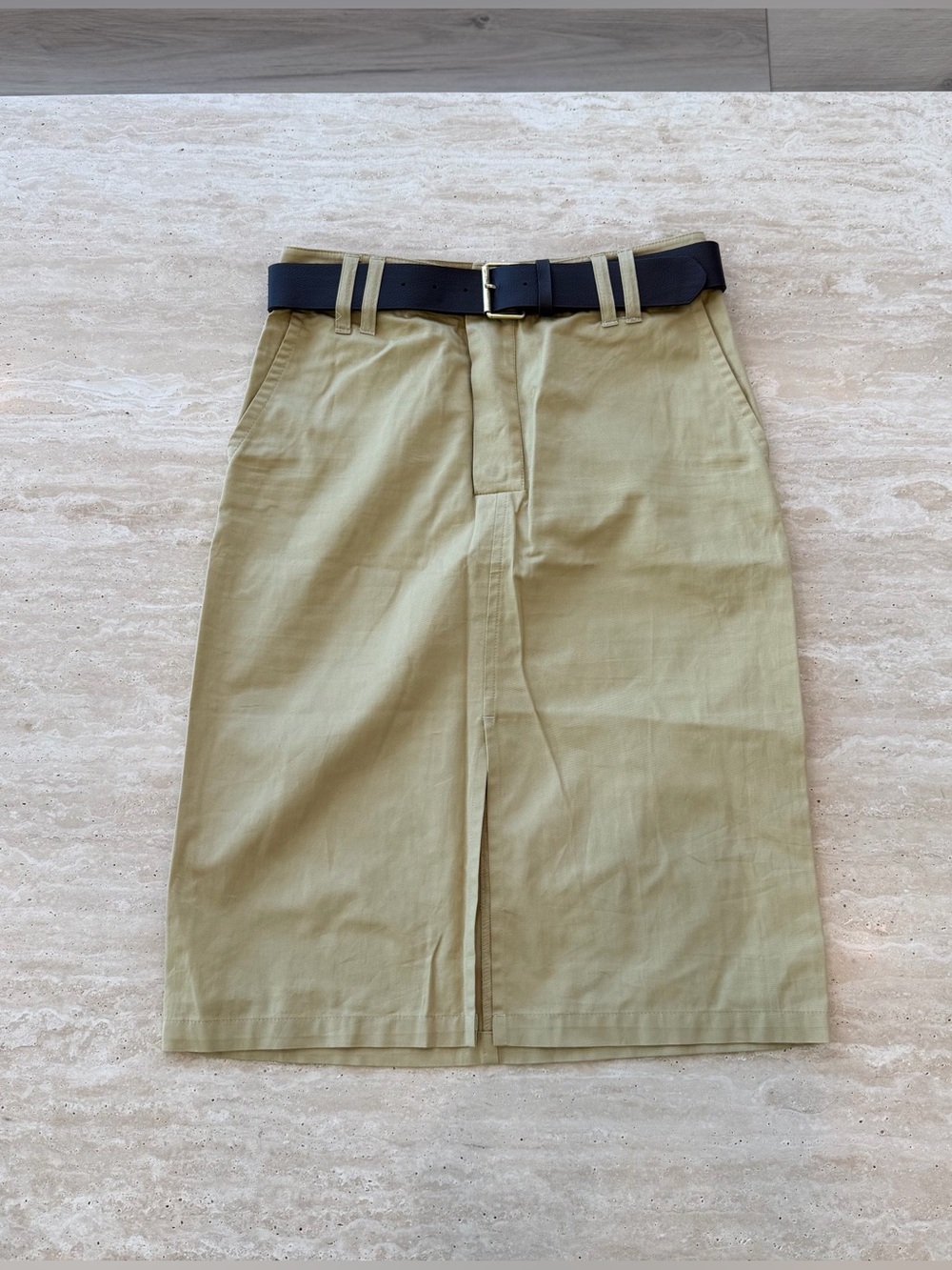 H&M Khaki Midi Pencil Skirt with Belt